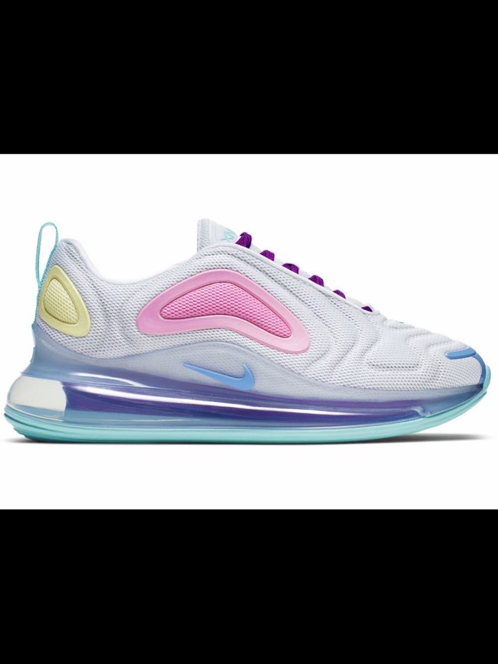 Nike Air Max 720 Aqua Powder Sneaker with Pastel Pink, Purple, and Blue Accents